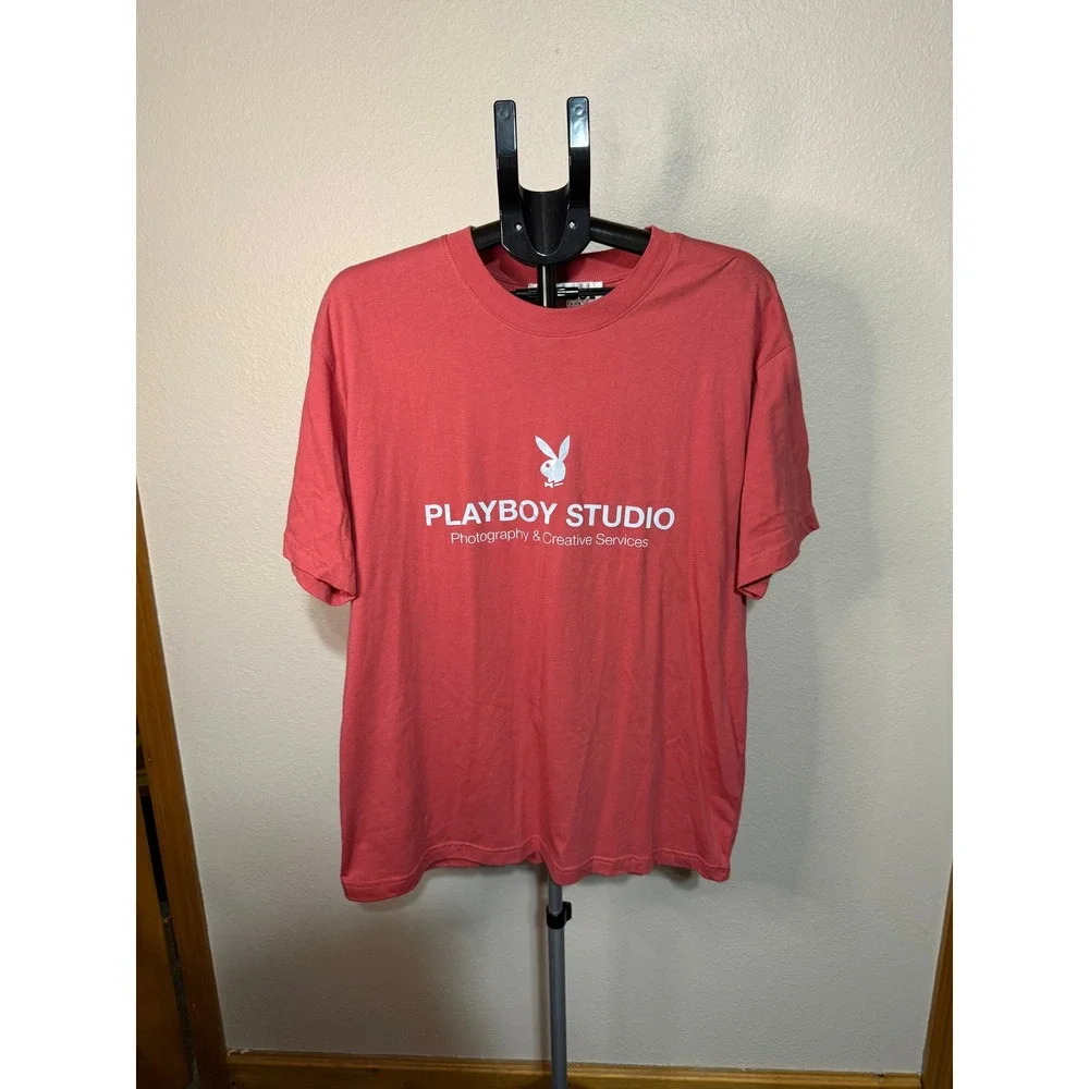 Playboy‎ by PacSun Studio Photography Graphic T-Shirt Pink Silver Reflective L